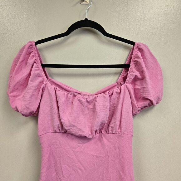 NWT Altard State Women's L PastelPink Puff Sleeve Mini Milkmaid Dress Back Tie D - Picture 6 of 13